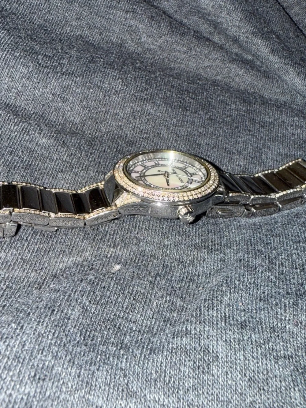 Michael Kors Silver and Mother-of-Pearl Crystal-Accent Women's Watch